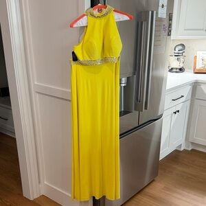 Radiant Yellow Two Piece Dress with Beaded Accents